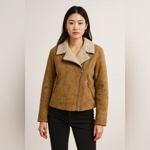 Old Navy Faux Suede Sherpa Lined Moto Jacket – Tan – Women’s XXL